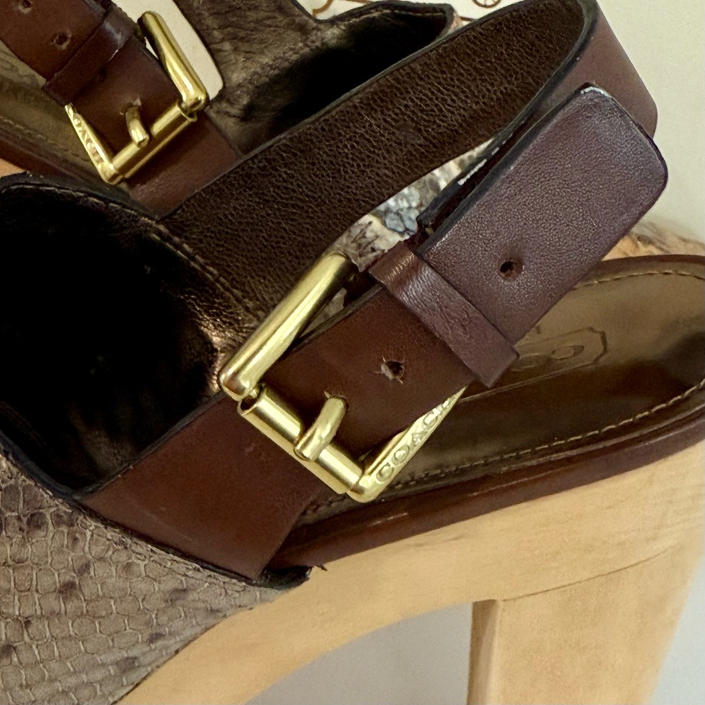 COACH Petrina Snake Print Platform Sandals RARE - Picture 8 of 12